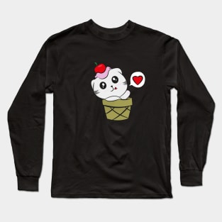 CUTE CAT LOVE ICE CREAM Long Sleeve T-Shirt